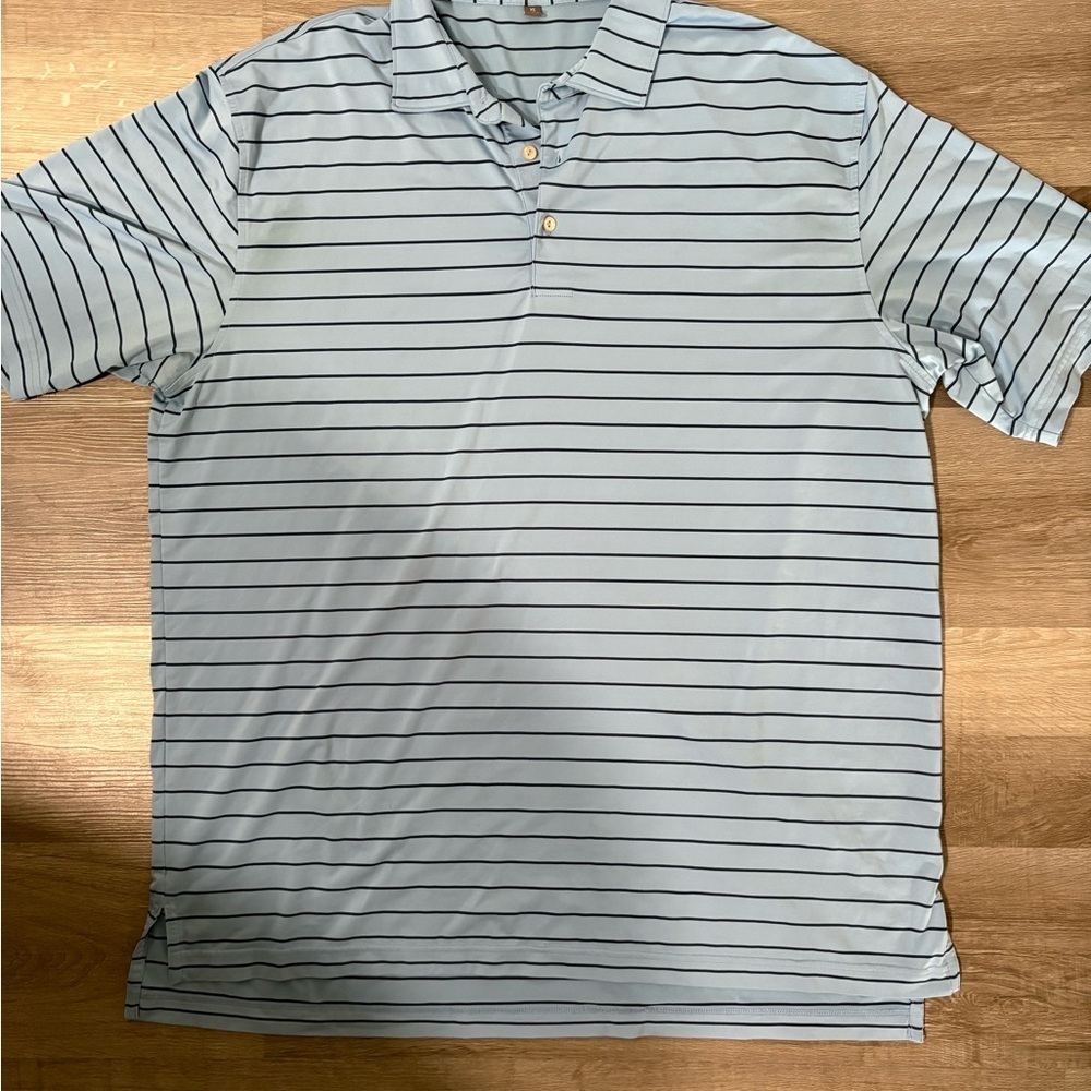 Peter Millar Light Blue Striped Polo Shirt